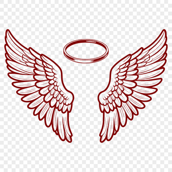 A pair of delicate angel wings with a subtle halo design, suitable for various digital uses.