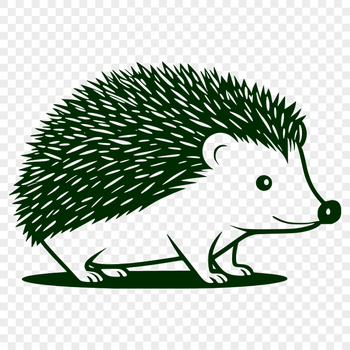 An SVG representation of a hedgehog with detailed design lines and shapes.
