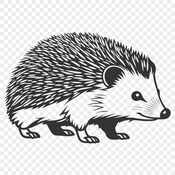 An illustration of a hedgehog with sharp quills, suitable for use in graphic design or crafting projects.