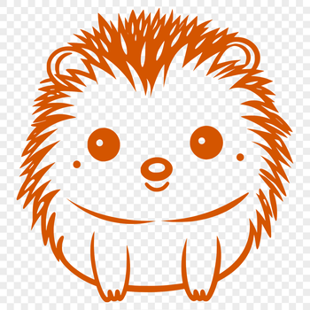 A stylized illustration of a hedgehog in full body pose, suitable for vector design and digital cutting.