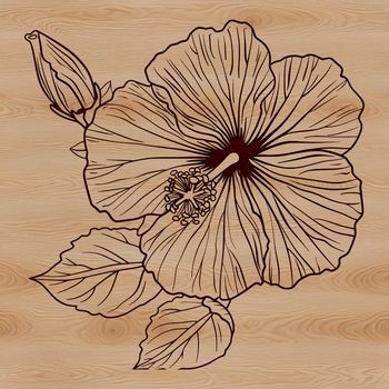 An SVG vector art design featuring a single blooming hibiscus plant, ideal for crafting and graphic design uses.