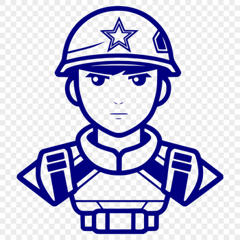 A vector representation of a professional soldier, ideal for use in graphic design and creative projects.