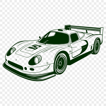 A sleek racing car with bold lines and bright colors, ideal for vector art designs.