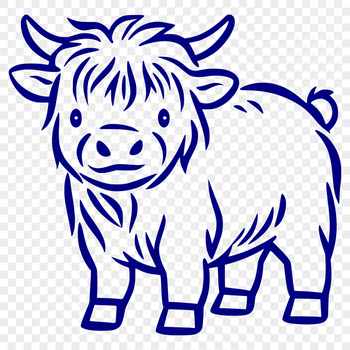 Highland cow standing on a green hillside, a popular farm animal breed.