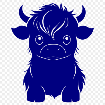 Close-up illustration of a standing Highland cow in profile, suitable for vector art designs.