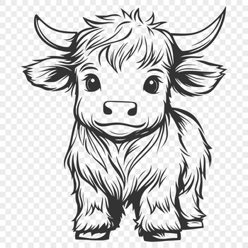 A Scottish Highlands breed cow standing on a grassy field.