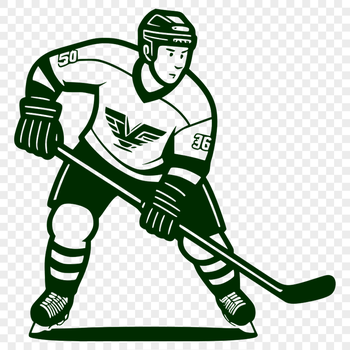 A simple line illustration of a hockey player in motion, suitable for digital design projects.