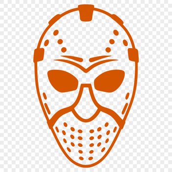 Illustrative design of a hockey player with protective gear including a helmet and mask, ideal for vector art projects.