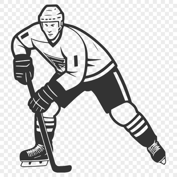 A detailed illustration of a hockey player in action.