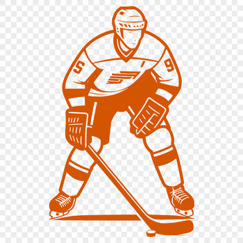 A stylized illustration of a hockey player in action, created as a vector graphic.