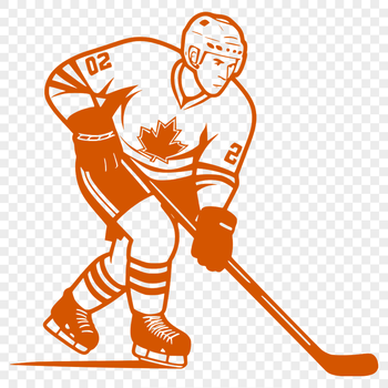 A simple illustration of a hockey player in action.