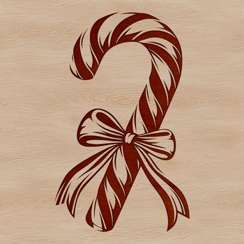 A red and white striped candy cane graphic with festive holiday flair.