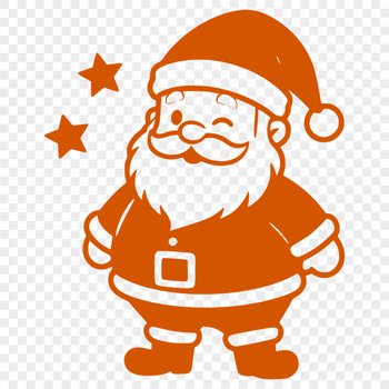 A digital illustration of a traditional Christmas figure in red suit and hat.