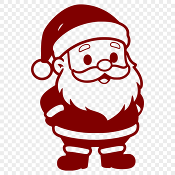 A vector graphic silhouette of Santa Claus dressed in traditional attire with a sack and hat.