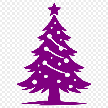 A minimalist illustration of a festive Christmas tree against a white background.