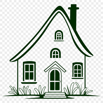 A simple vector illustration of a house in various styles suitable for design and crafting.