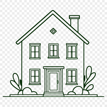 A simple illustration of a standard residential house.