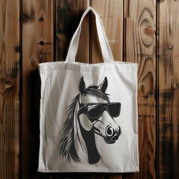 A horse depicted wearing sunglasses in a stylized format, suitable for digital design projects.