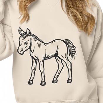 An illustration of a horse in a simple vector design.