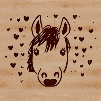 A vector illustration of a horse with love hearts, suitable for digital design and craft projects.