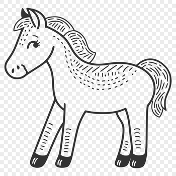A high-quality illustration of a horse in its entirety, suitable for digital design.