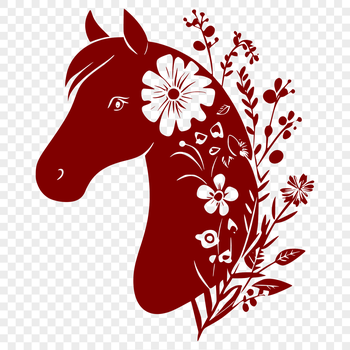 A stylized horse design featuring floral elements in vector format.