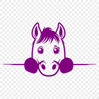 A horse silhouette with its head peeking out from behind a tree branch, created as a vector graphic.
