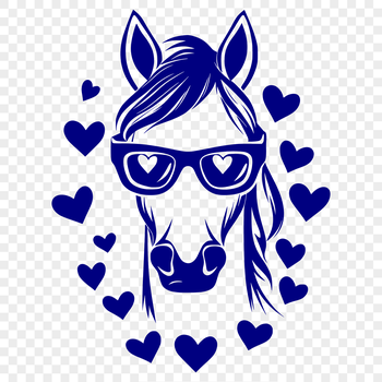 A horse wearing glasses in a playful illustration format.