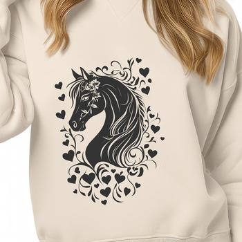 A stylized horse illustration featuring love hearts, created as a scalable vector graphic (SVG).