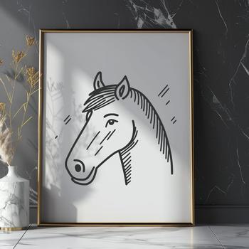 A simplified illustration of a horse in vector format, suitable for digital applications.