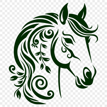 A detailed illustration of a horse in vector format, suitable for digital design and cutting.