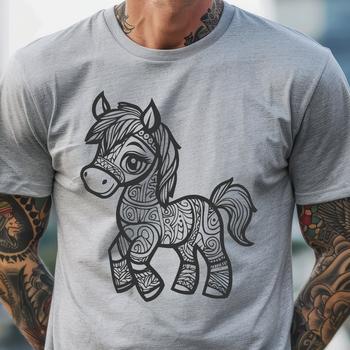 A digital representation of a horse suitable for cutting machines and laser cutting tools.