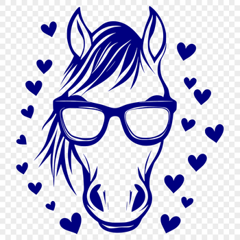 A horse illustration with love hearts incorporated into its design.