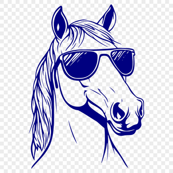 An equine figurine wearing trendy sunglasses in a vector graphic format.