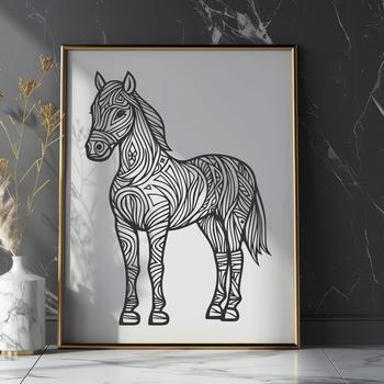 Full-body horse illustration in vector format.