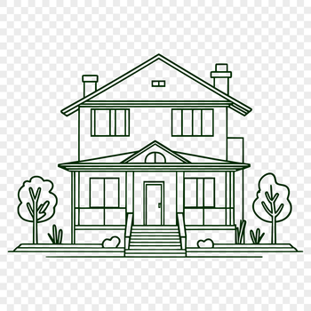 A simple, two-dimensional illustration of a house.