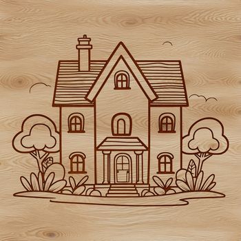A simple 2D illustration of a residential building with a gabled roof.