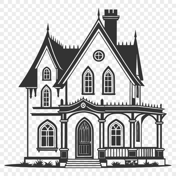 A 2D representation of a single-family dwelling with a flat roof and simple architectural features.