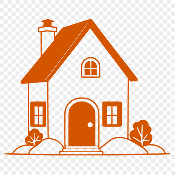 A simple vector illustration of a house with a roof and two windows.
