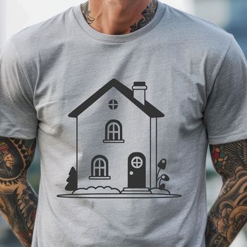 SVG illustration of a residential building with a simple design.