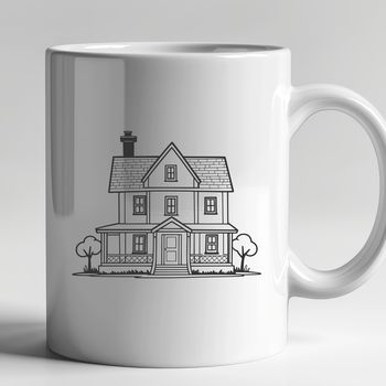 Illustrated vector representation of a modern residential house with detailed architecture.
