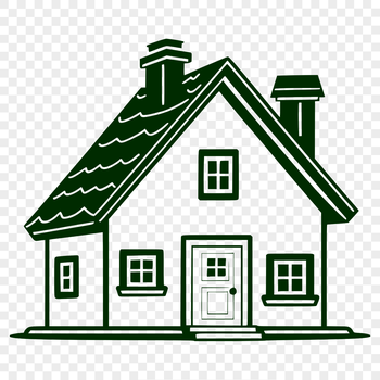 A simple illustration of a residential house with a basic design.