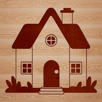 A simple illustration of a house with basic architectural features.