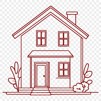 A simple, editable vector illustration of a residential house, suitable for cutting machines or laser cutters.