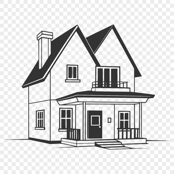 Simple 2D illustration of a residential building with a single story.