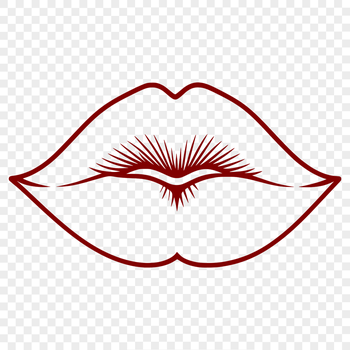 Vector graphic design of lips isolated on a transparent background.