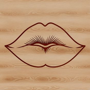 A detailed illustration of human anatomy, specifically the lips, with precise lines and shapes.