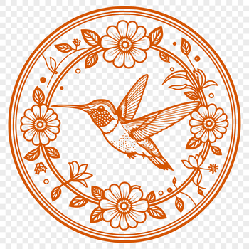 A colorful hummingbird perched on a floral branch, designed as vector art.