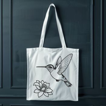 Vector art of a small bird with iridescent feathers, often found in gardens surrounded by flowers.