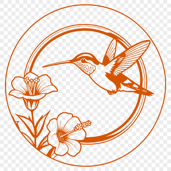 A colorful hummingbird perched on a floral branch, created as a vector art design for digital use.